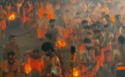 “打火仗”见过没！印度迎来传统节目：光着上身互扔棕榈叶火把！