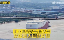 比亚迪又迎来两艘全球最大汽车运输船：西安号/长沙号双船试航！