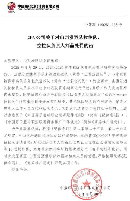 多次干扰北京北汽队罚球 山西男篮拉拉队被处以严重警告！-第1张图片