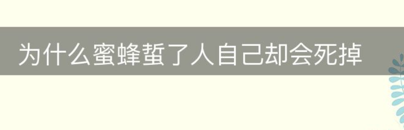 为什么蜜蜂蜇了人自己却会死掉-图1